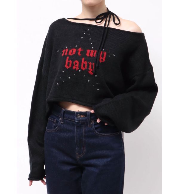 jouetie「ワンショルスタッズショートニット」|ニット・セーター|