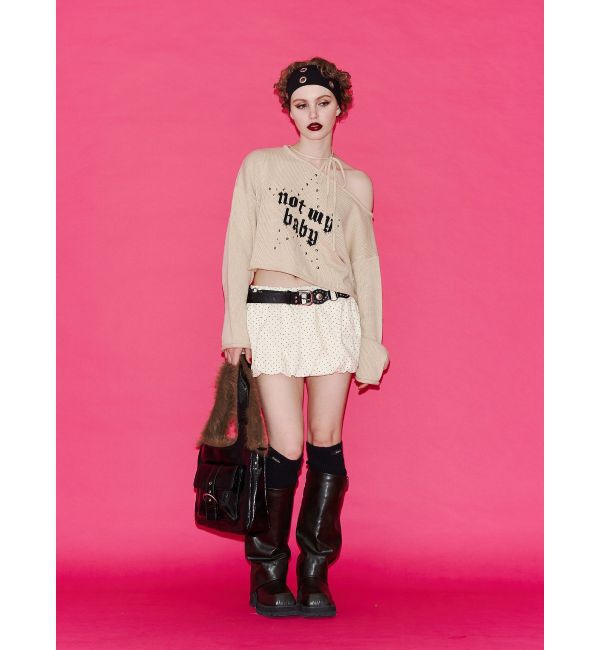 jouetie「ワンショルスタッズショートニット」|ニット・セーター|