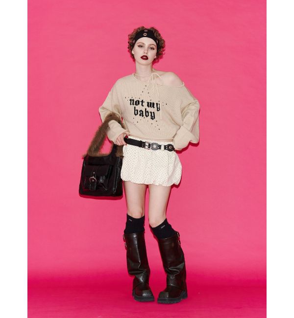 jouetie「ワンショルスタッズショートニット」|ニット・セーター|