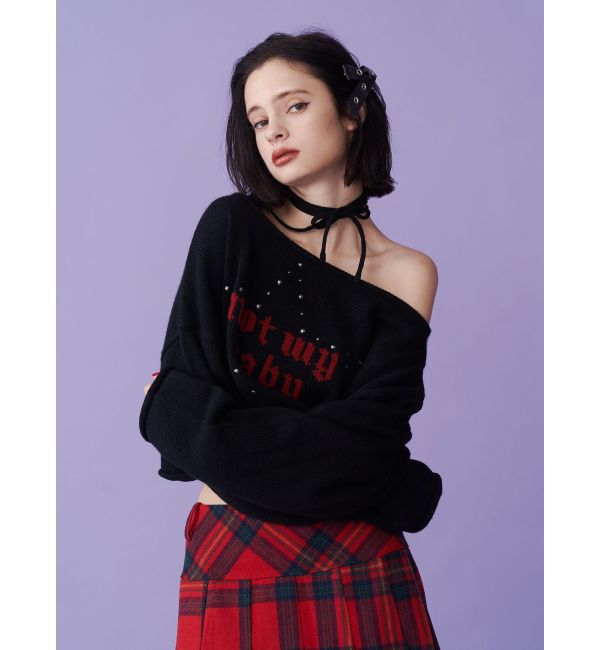 jouetie「ワンショルスタッズショートニット」|ニット・セーター|