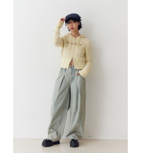 jouetie「ビジューロゴジップコンパクトフーディ」|ニット・セーター|