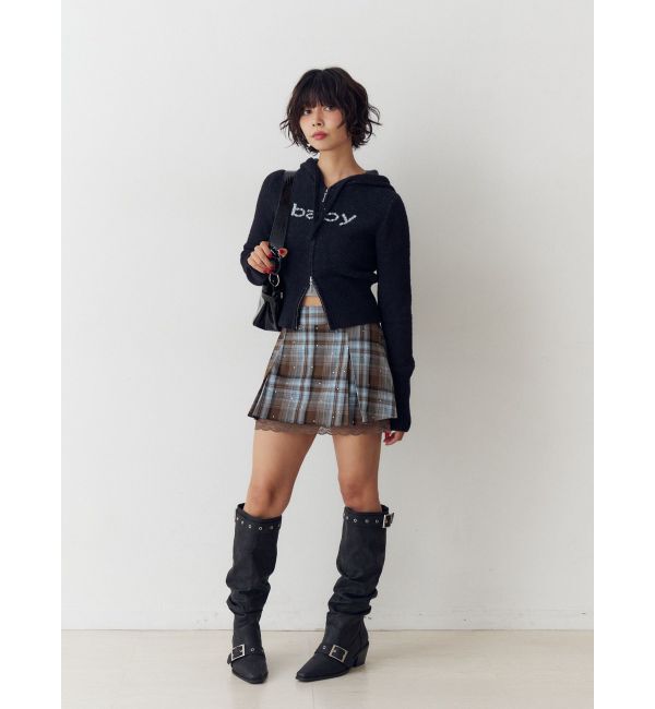 jouetie「ビジューロゴジップコンパクトフーディ」|ニット・セーター|