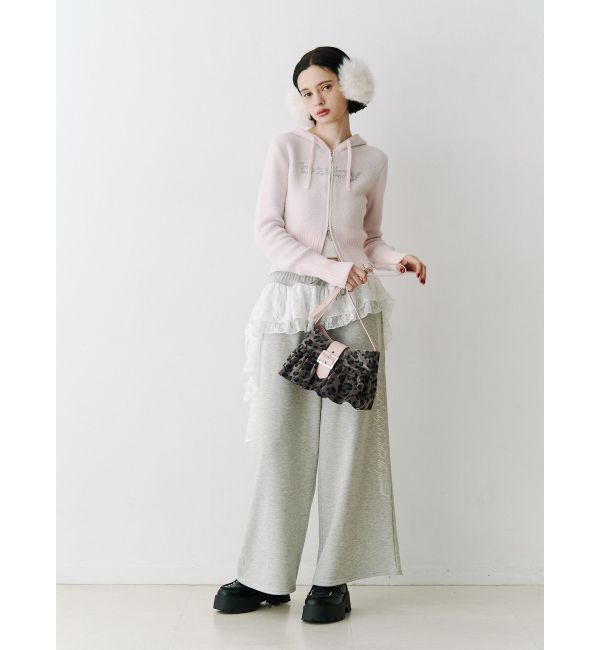 jouetie「ビジューロゴジップコンパクトフーディ」|ニット・セーター|