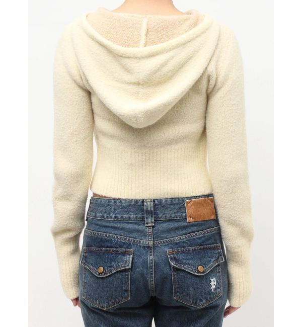 jouetie「ビジューロゴジップコンパクトフーディ」|ニット・セーター|