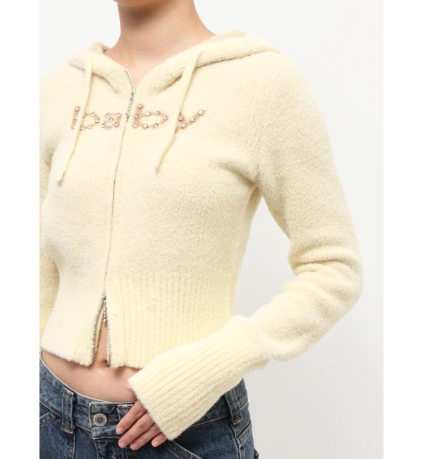 jouetie「ビジューロゴジップコンパクトフーディ」|ニット・セーター|