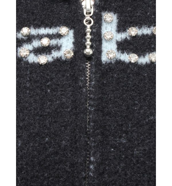 jouetie「ビジューロゴジップコンパクトフーディ」|ニット・セーター|