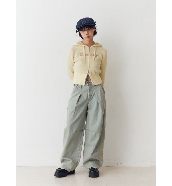 jouetie「ビジューロゴジップコンパクトフーディ」|ニット・セーター|