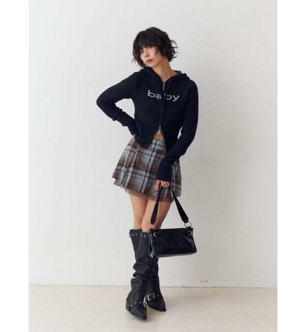 jouetie「ビジューロゴジップコンパクトフーディ」|ニット・セーター|