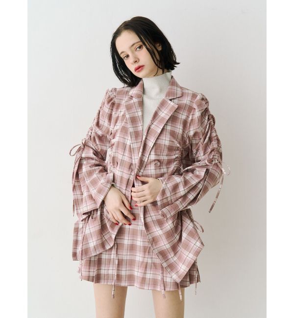 jouetie「ギャザーリボンジャケットミニワンピース【セットアップ対応】」|ワンピース|ピンク