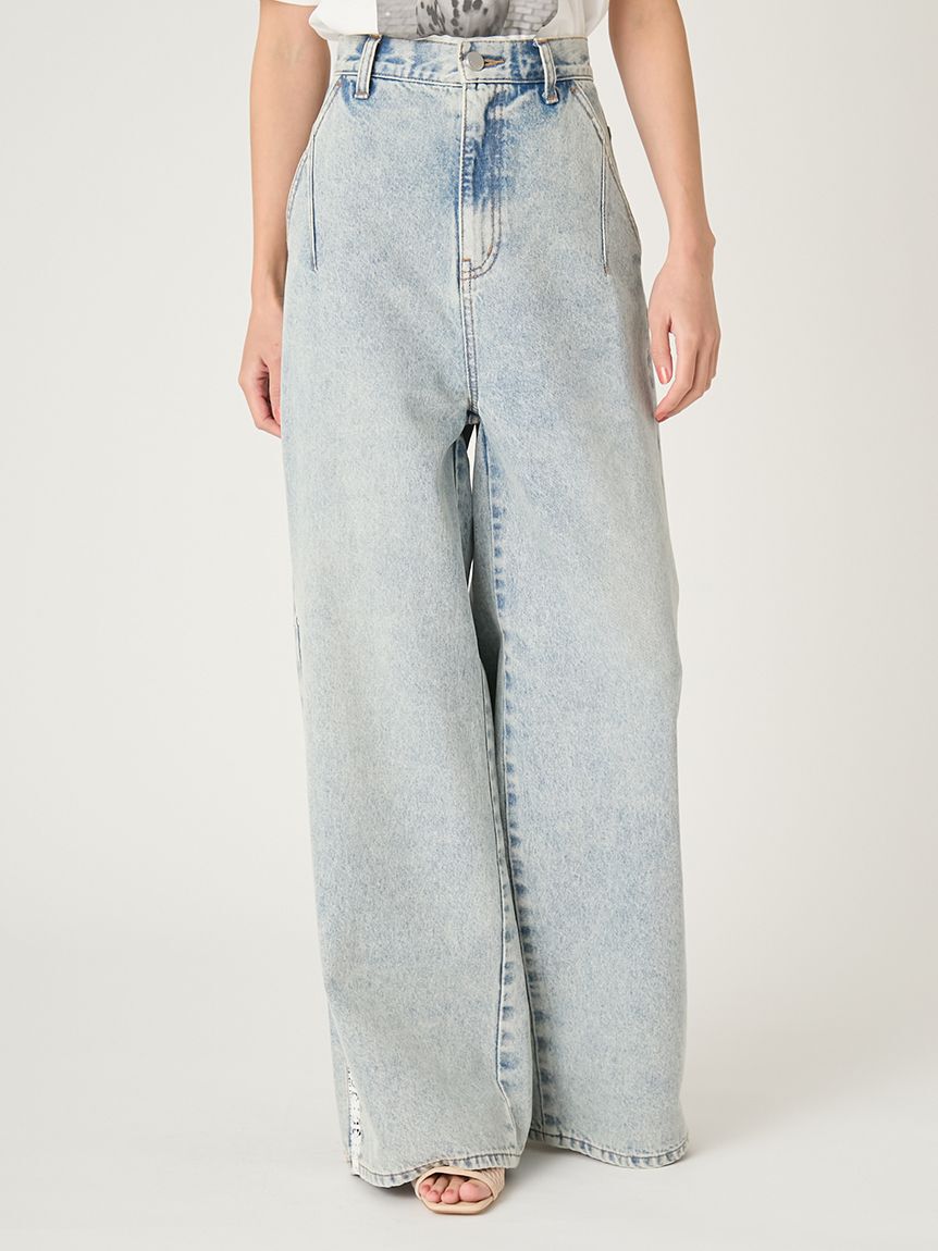 FRAY I.D「サイドラインワイドデニムパンツ」|デニム|