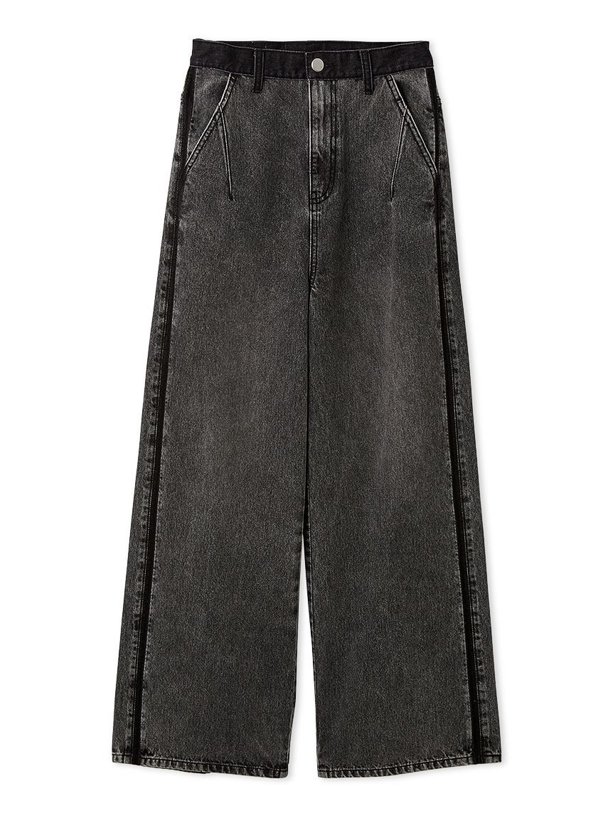 FRAY I.D「サイドラインワイドデニムパンツ」|デニム|