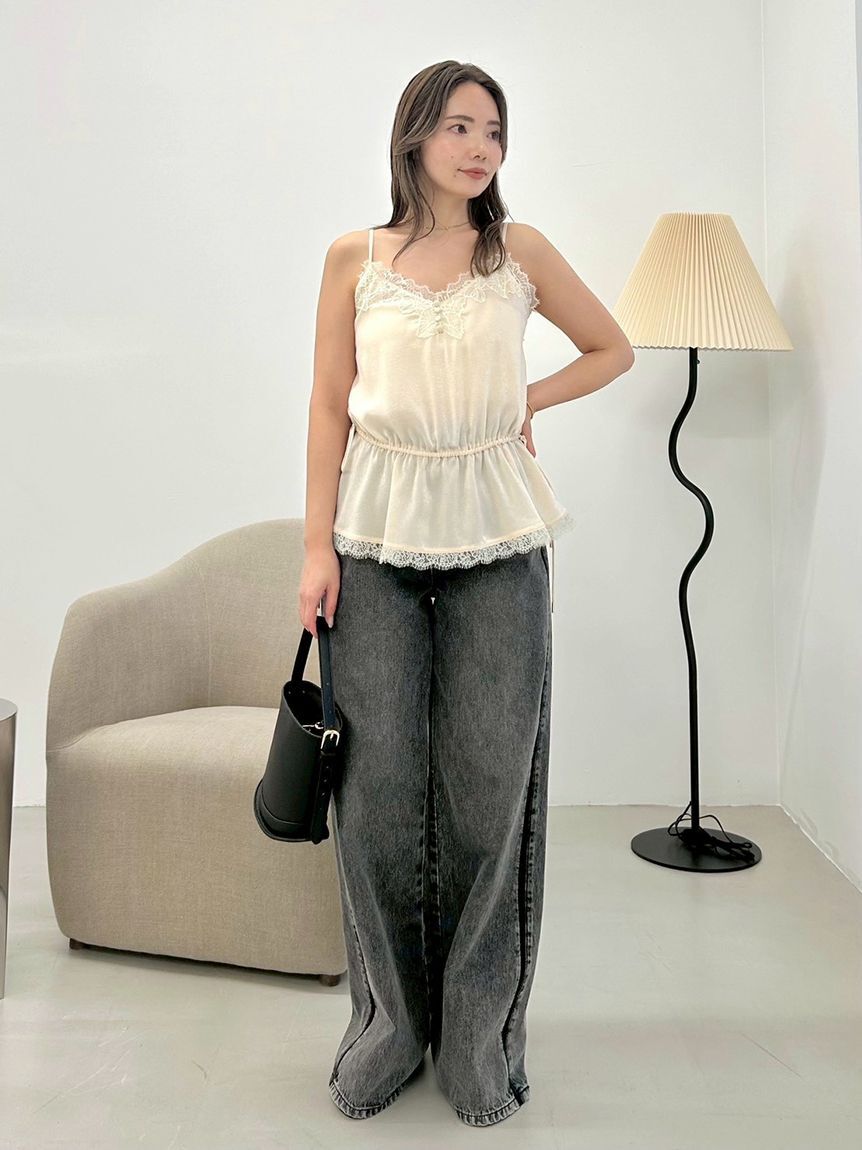 FRAY I.D「サイドラインワイドデニムパンツ」|デニム|