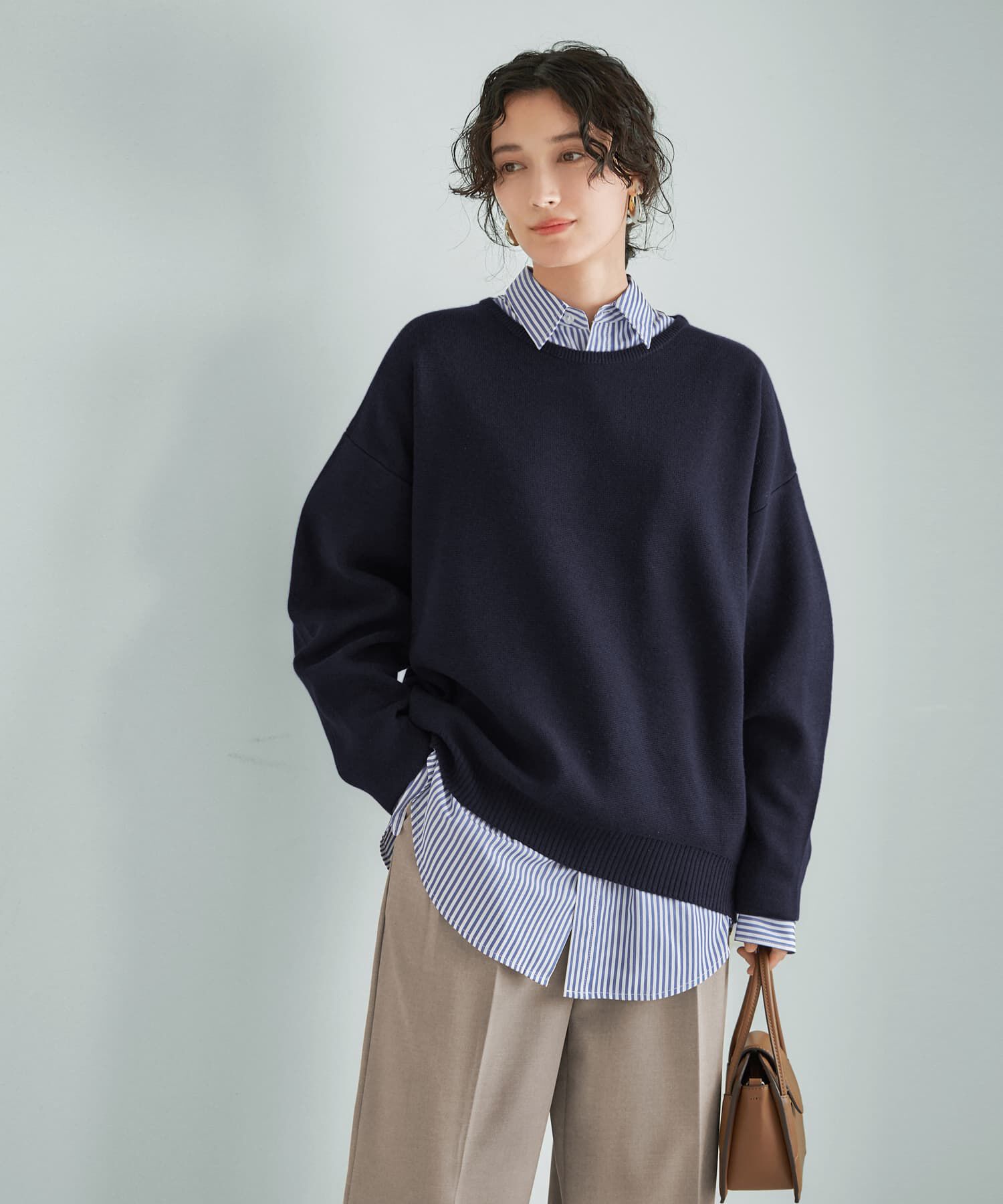 STYLE DELI「３シーズンコットン混紡◆オーバースリーブプルオーバー」|プルオーバー|ネイビー