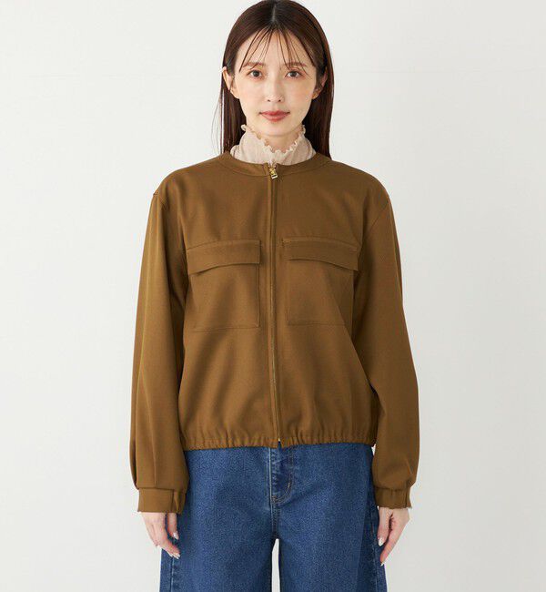 SHIPS Colors 「SHIPS Colors:〈手洗い可能〉ツイル ノーカラー ジップブルゾン」|ブルゾン・スタジャン|