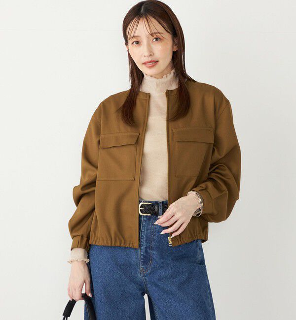 SHIPS Colors 「SHIPS Colors:〈手洗い可能〉ツイル ノーカラー ジップブルゾン」|ブルゾン・スタジャン|