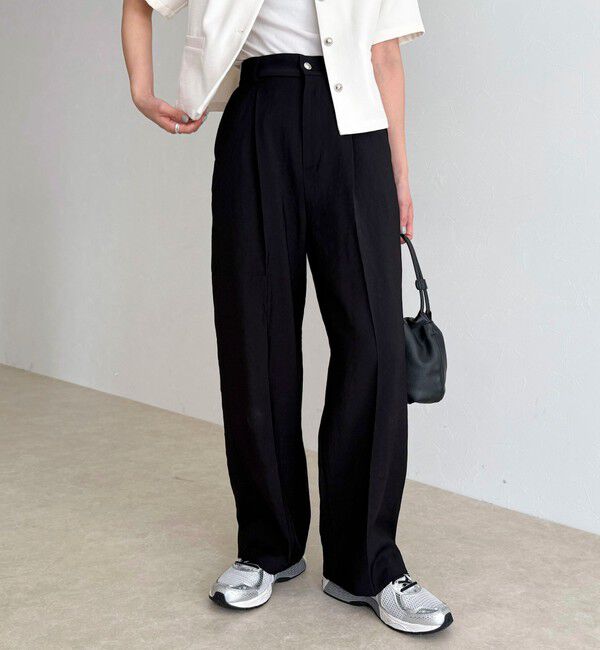 fredy emue「接触冷感イージースラックス」|スラックス|ブラック