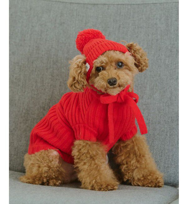 ROPE PICNIC PASSAGE「【DOG】リブ切り替えニットワッチ」|その他|レッド(60)