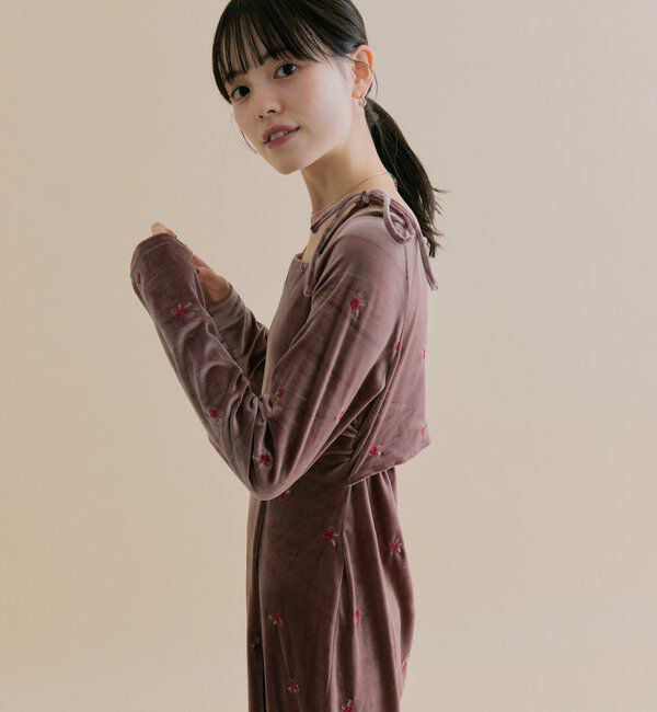  「[森川企画]花柄ベロアワンピース」|ワンピース|