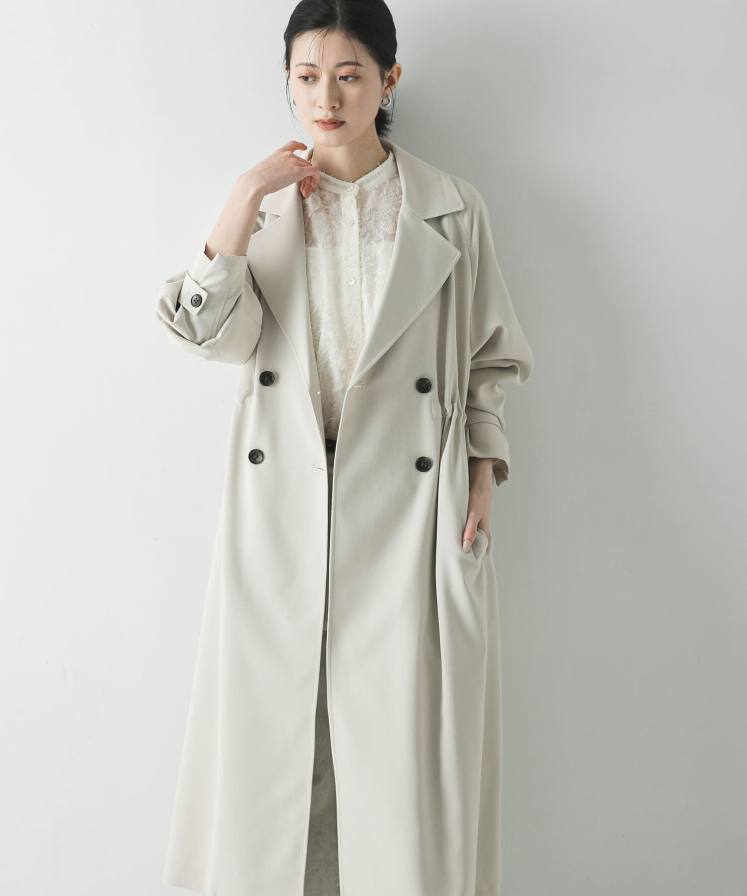 URBAN RESEARCH「『撥水/UVカット』ドロストトレンチコート」|トレンチコート|ライトグレー