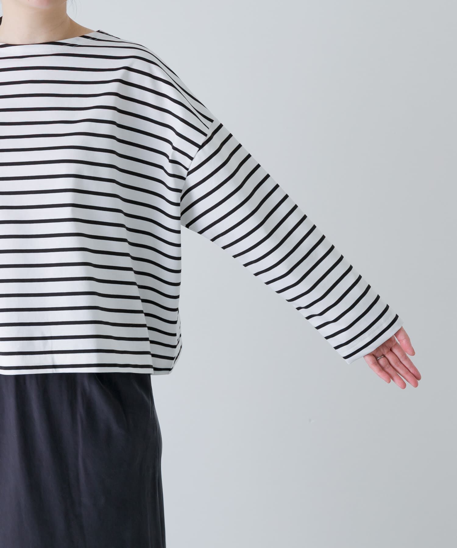 かぐれ「クロップドボーダーカットソー」|Tシャツ・カットソー|