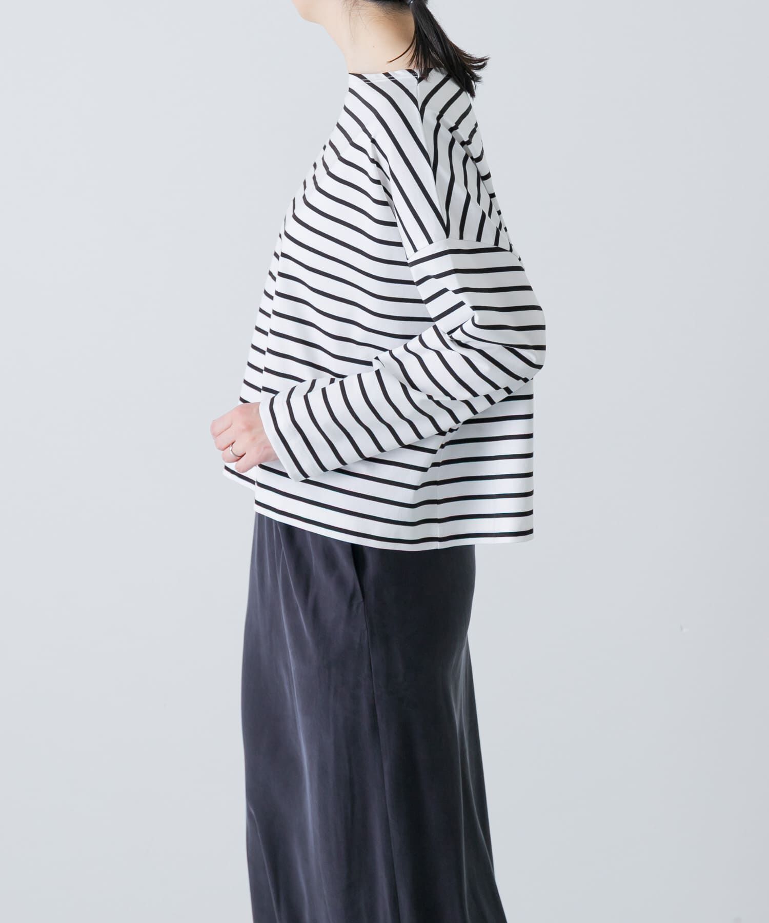 かぐれ「クロップドボーダーカットソー」|Tシャツ・カットソー|