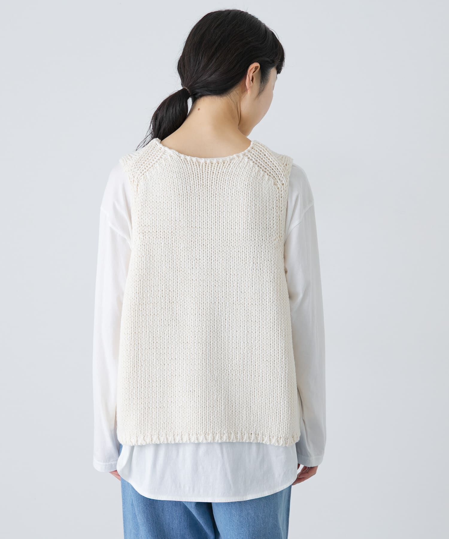 かぐれ「コットンローゲージニットベスト」|ベスト・ジレ|