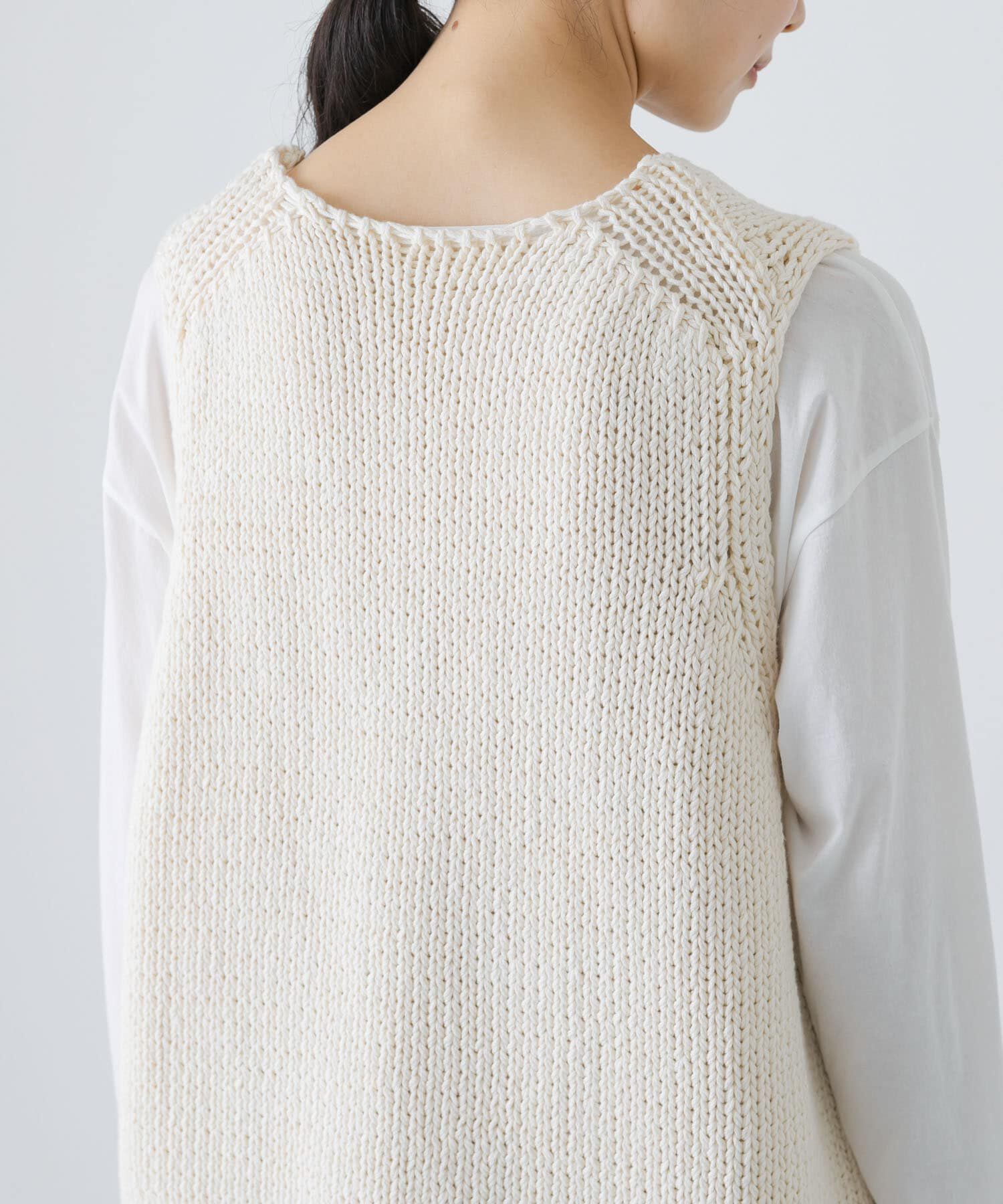 かぐれ「コットンローゲージニットベスト」|ベスト・ジレ|