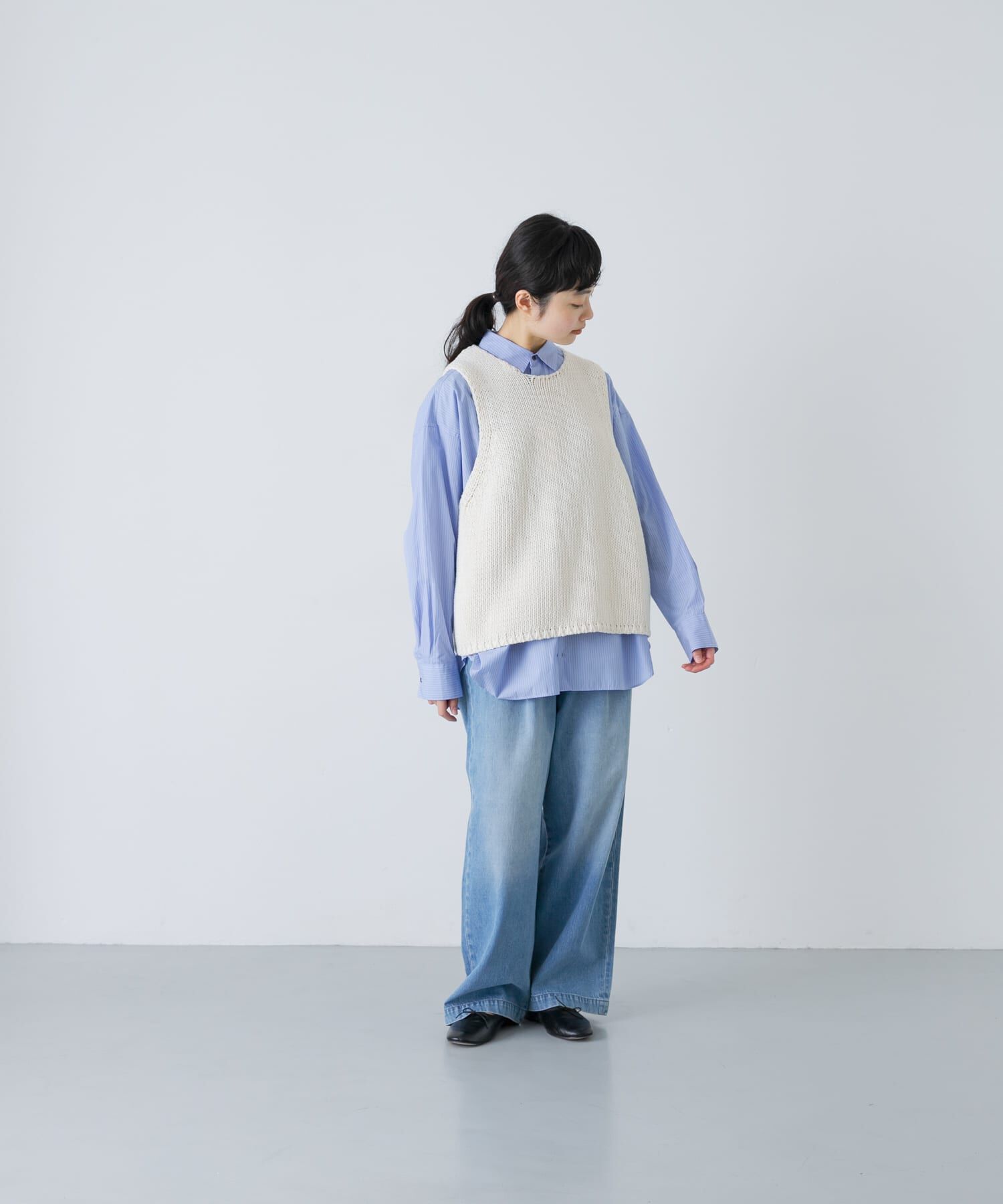 かぐれ「コットンローゲージニットベスト」|ベスト・ジレ|