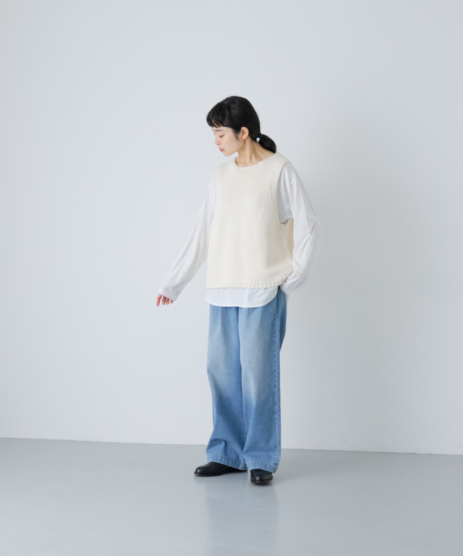 かぐれ「コットンローゲージニットベスト」|ベスト・ジレ|