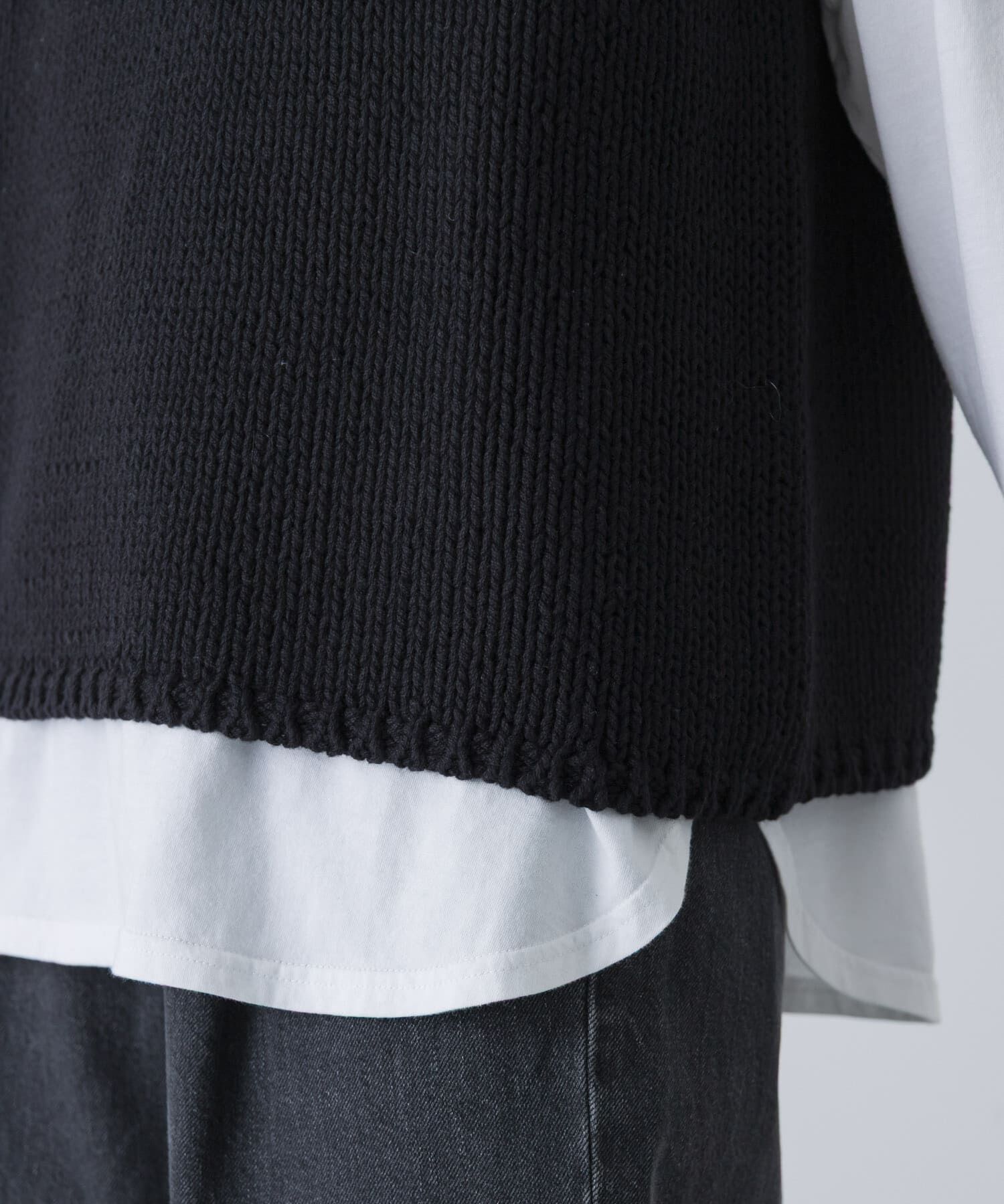 かぐれ「コットンローゲージニットベスト」|ベスト・ジレ|