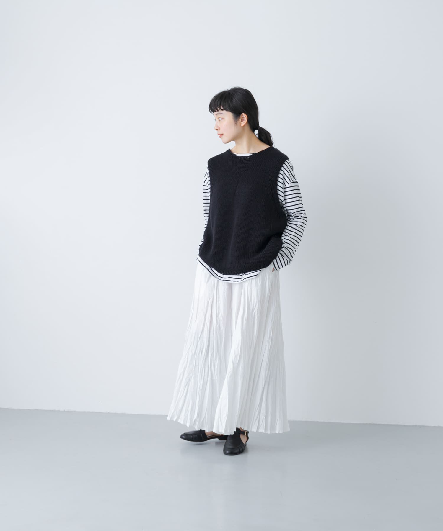 かぐれ「コットンローゲージニットベスト」|ベスト・ジレ|