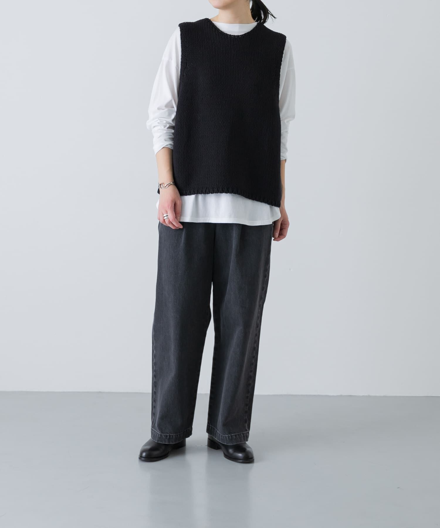 かぐれ「コットンローゲージニットベスト」|ベスト・ジレ|