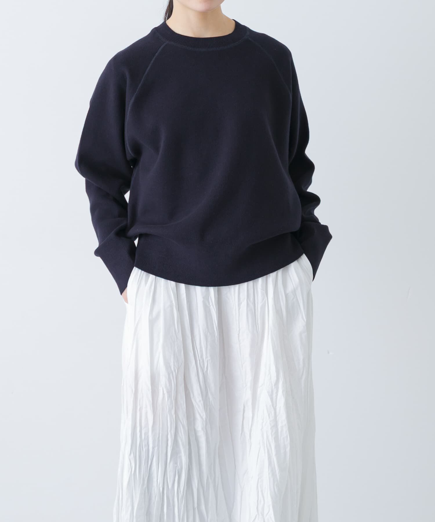 かぐれ「コットンスウェットニット」|ニット・セーター|ネイビー