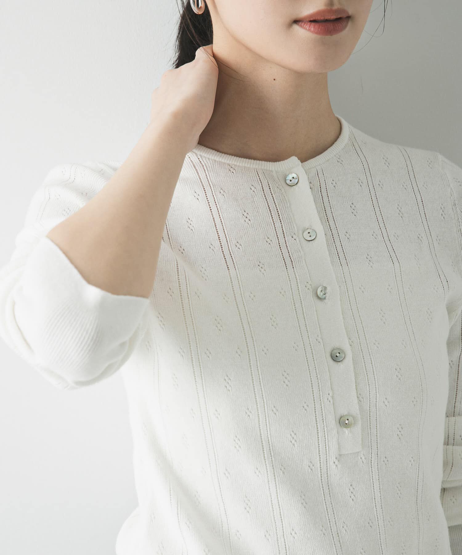 URBAN RESEARCH「パターンメッシュヘンリーネックニット」|ニット・セーター|