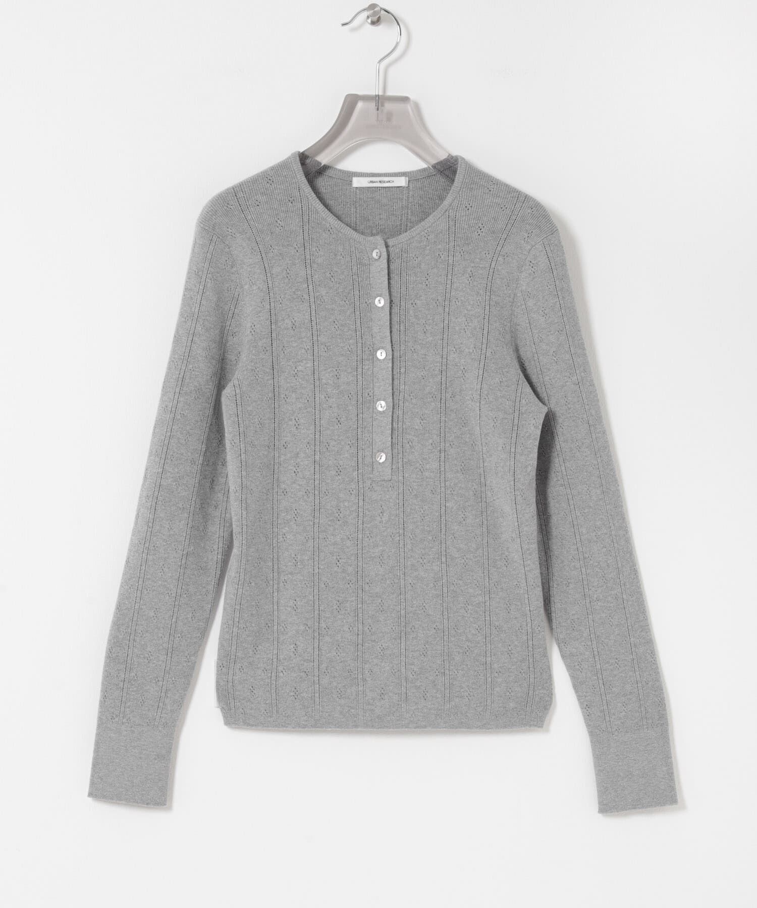 URBAN RESEARCH「パターンメッシュヘンリーネックニット」|ニット・セーター|