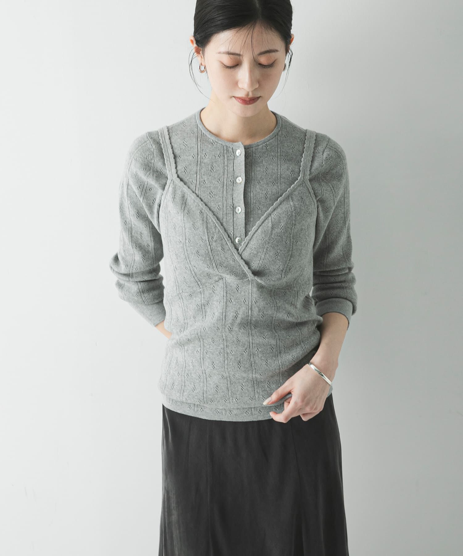 URBAN RESEARCH「パターンメッシュニットキャミソール」|ニット・セーター|