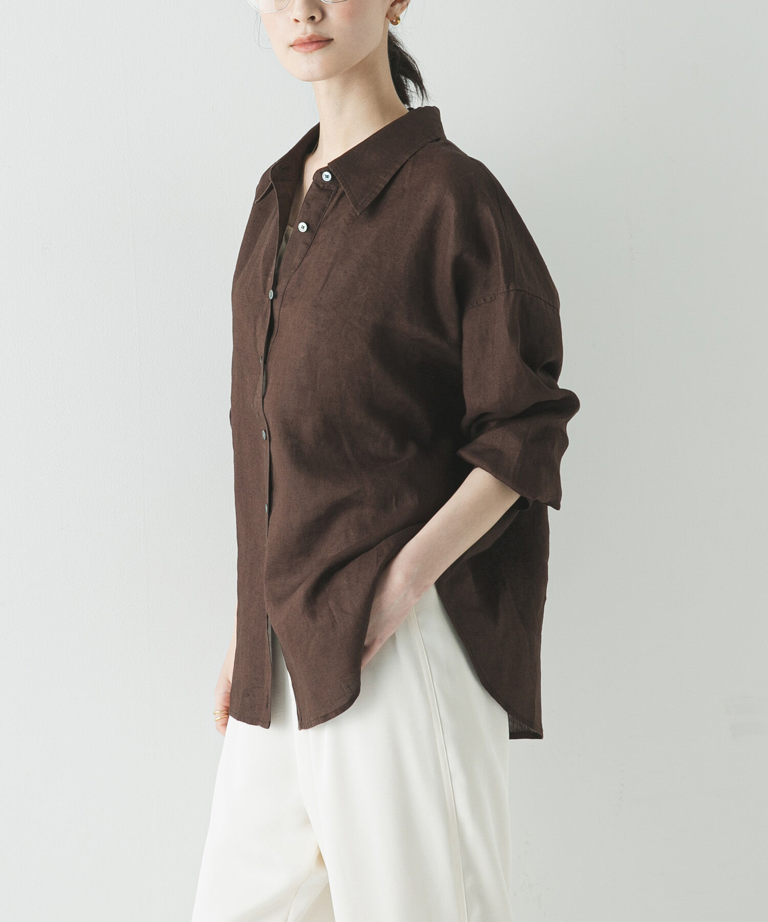 URBAN RESEARCH「リネン2WAYシャツ」|シャツ・ブラウス|ブラウン