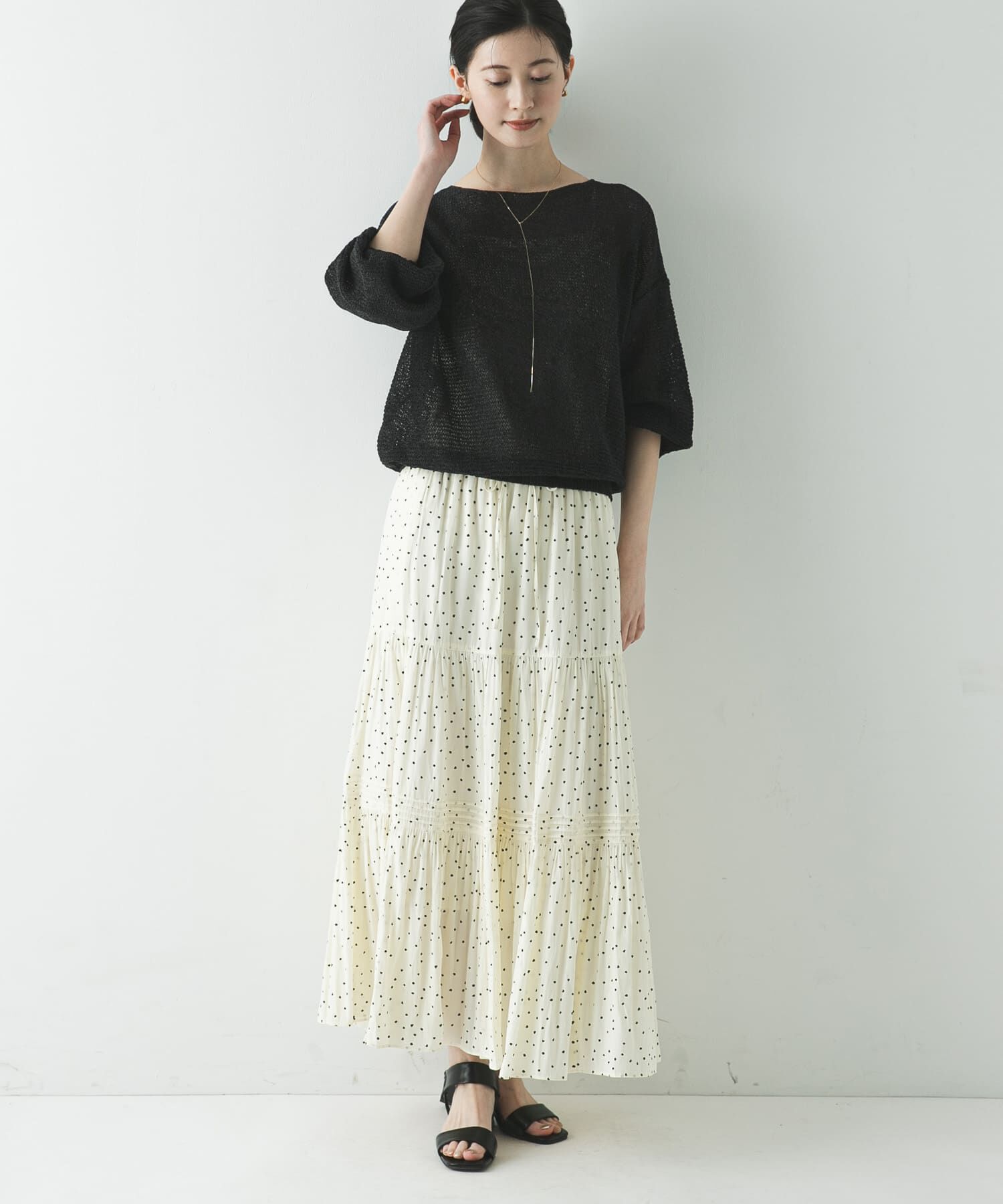 URBAN RESEARCH「ギャザーティアードドットスカート」|スカート|
