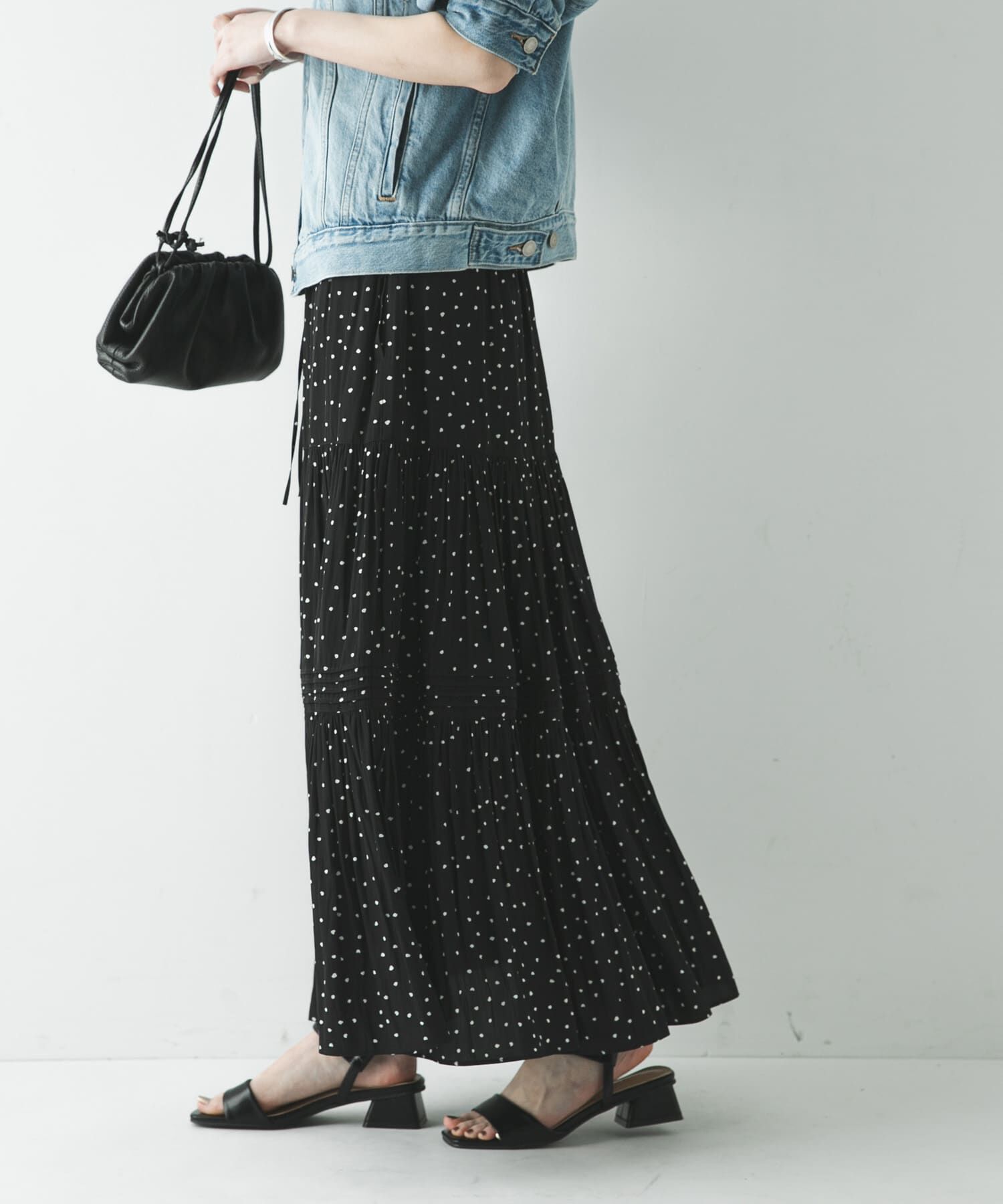 URBAN RESEARCH「ギャザーティアードドットスカート」|スカート|