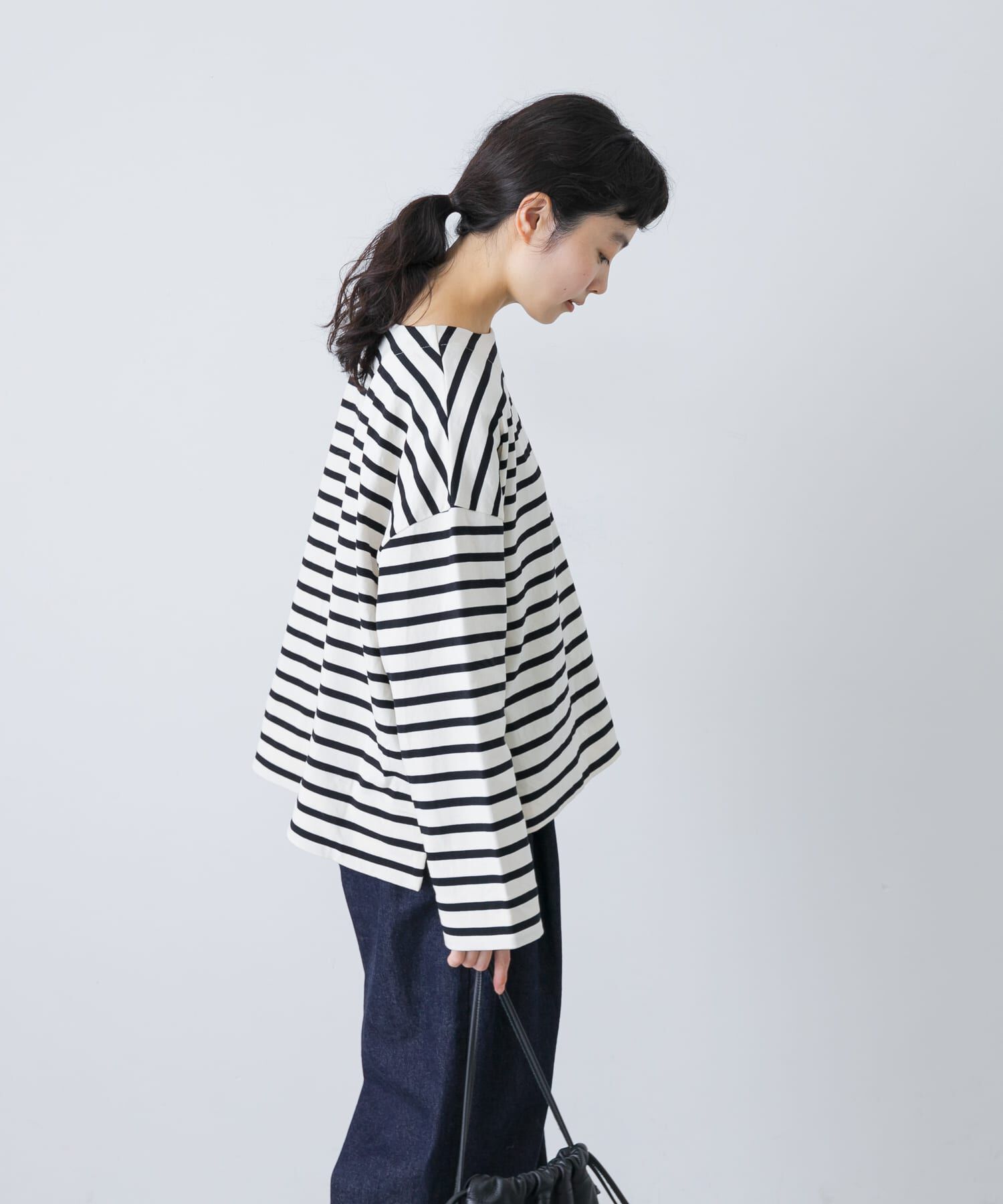 かぐれ「コットンボートネックボーダーカットソー」|Tシャツ・カットソー|