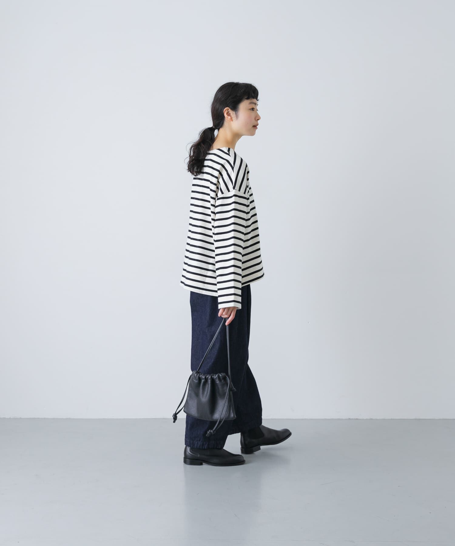 かぐれ「コットンボートネックボーダーカットソー」|Tシャツ・カットソー|