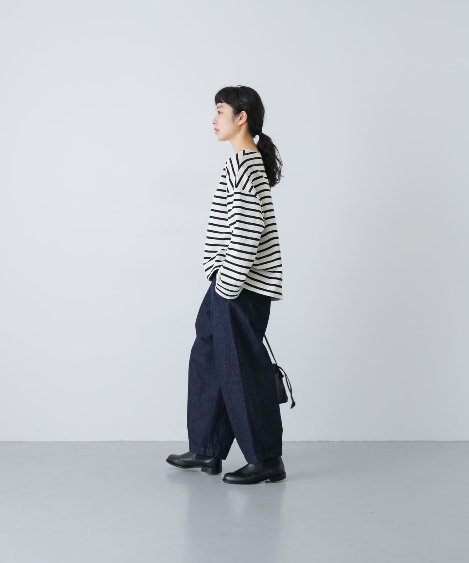 かぐれ「コットンボートネックボーダーカットソー」|Tシャツ・カットソー|