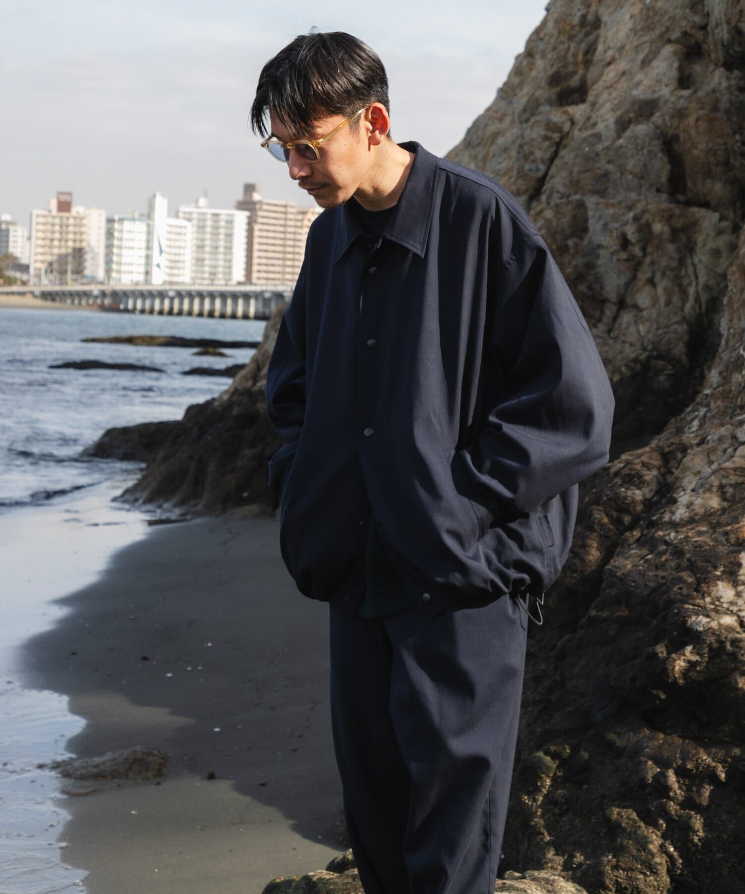URBAN RESEARCH「Wide Dad　COACH JACKET」|ノーカラーコート|