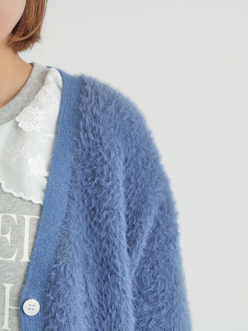 Samansa Mos2「無地・花柄シャギーVネックカーディガン」|カーディガン|