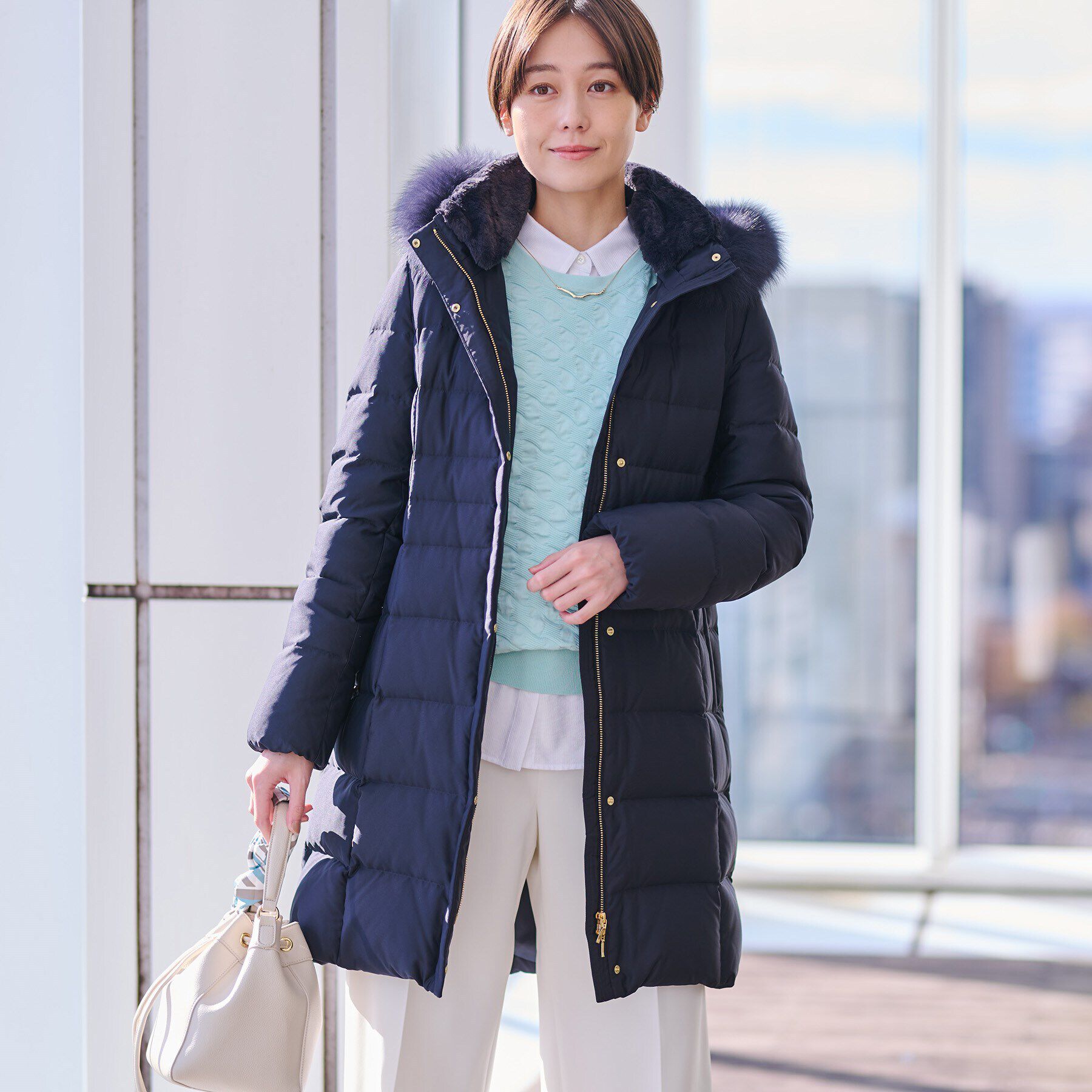 名品／撥水／抗菌防臭】ロング リサイクルダウンコート（INDIVI