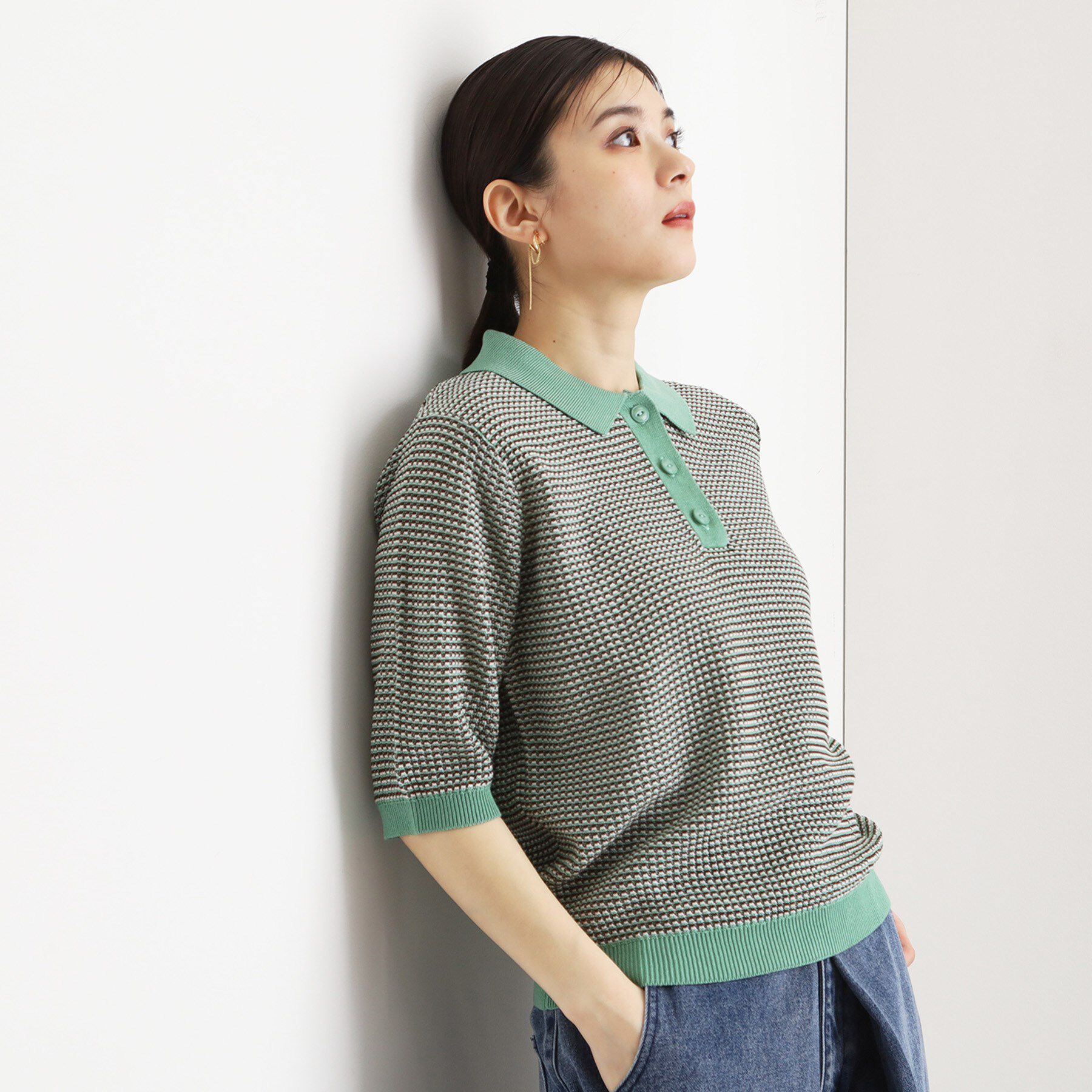 THE SHOP TK「ニットポロシャツ【洗濯機/アソート展開】」|ニット・セーター|