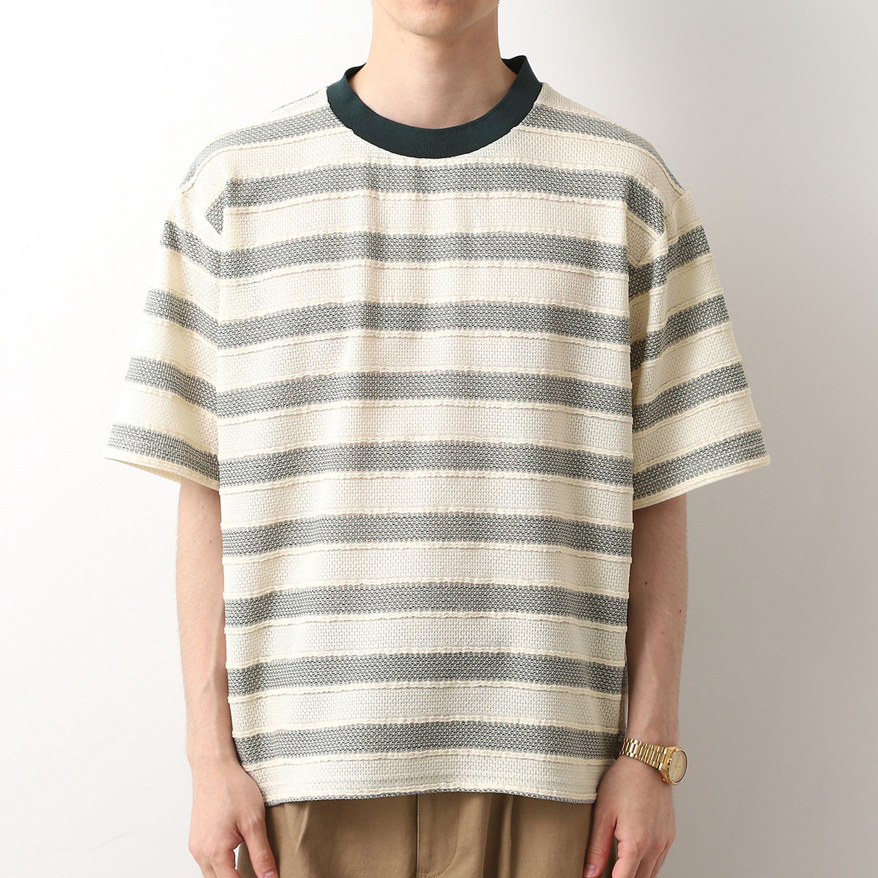 THE SHOP TK「変形ボーダー半袖Tシャツ【洗濯機OK】」|Tシャツ・カットソー|