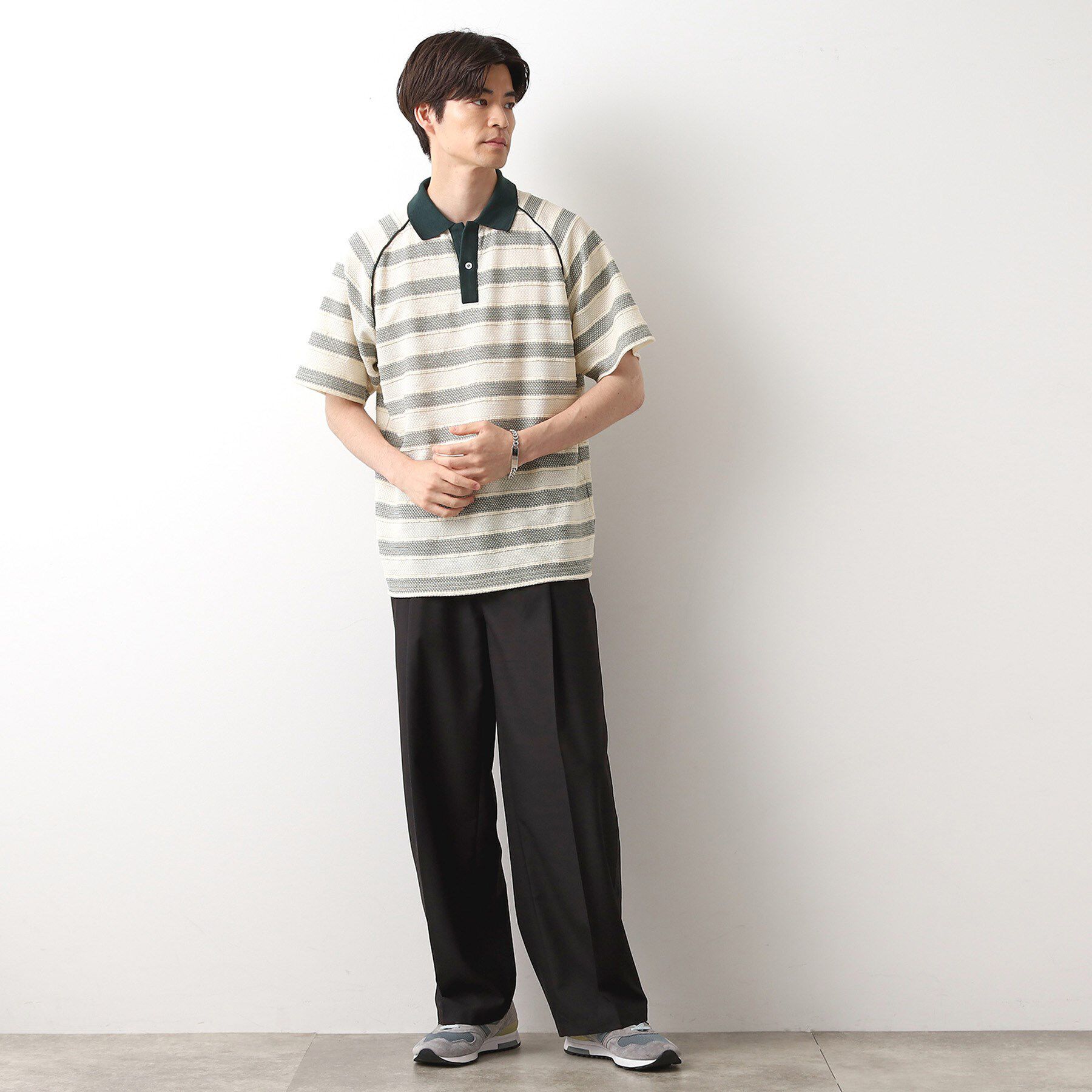 THE SHOP TK「変形ボーダーポロシャツ【洗濯機OK】」|Tシャツ・カットソー|