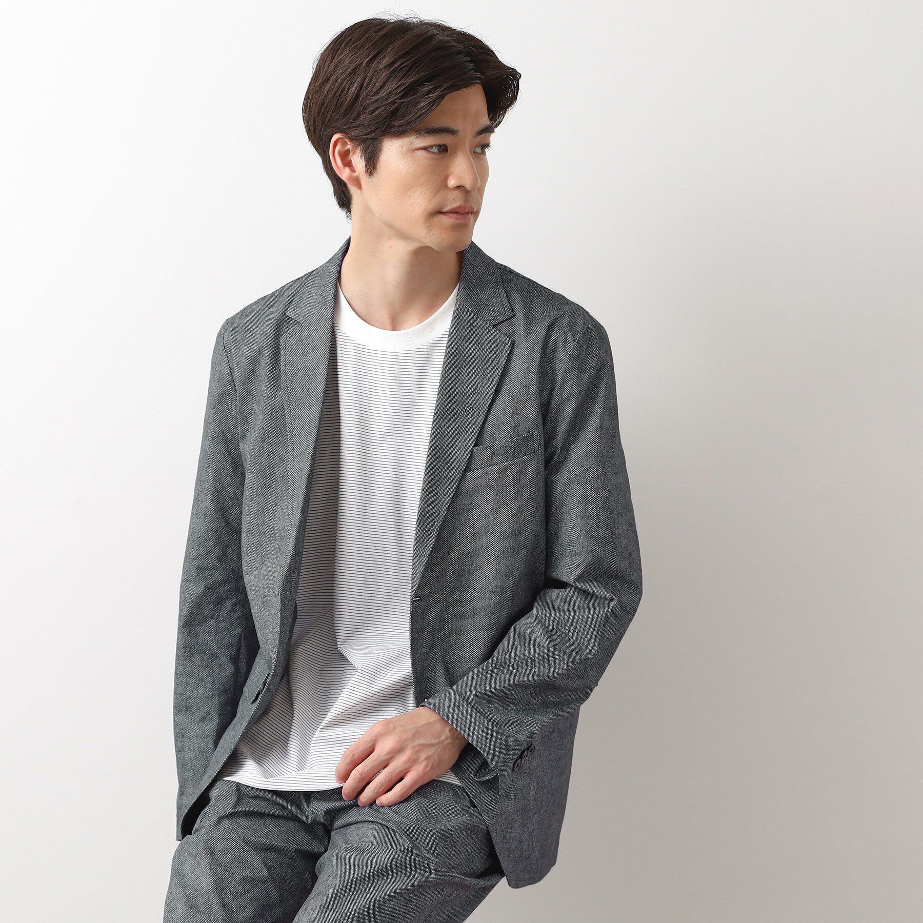 THE SHOP TK「スマートムーブメッシュバーズアイジャケット【軽量/洗濯機OK/セットアップ可】」|テーラードジャケット|ネイビー(094)