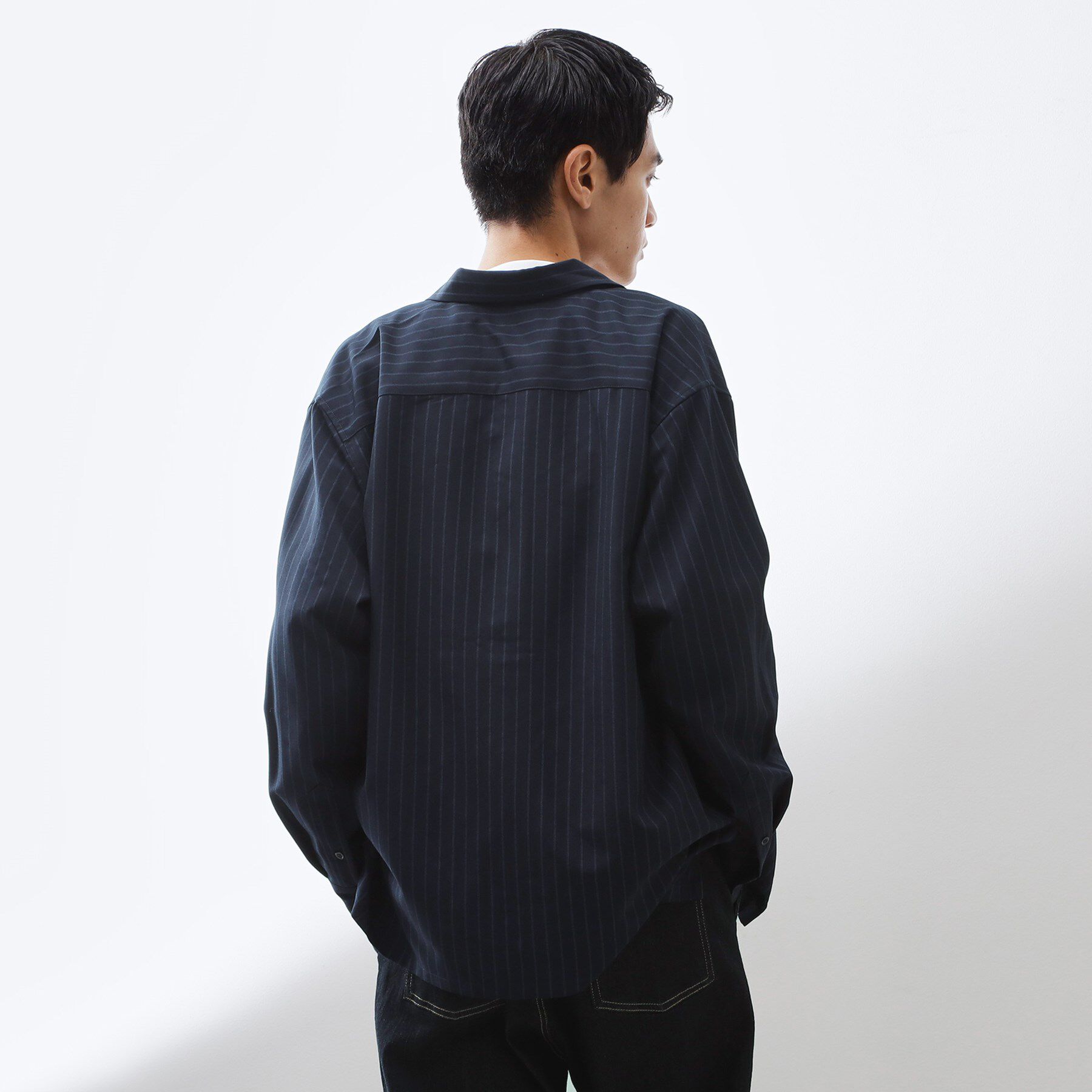 THE SHOP TK「ダブルポケットストライプ長袖シャツ 【洗濯機OK】」|シャツ・ブラウス|